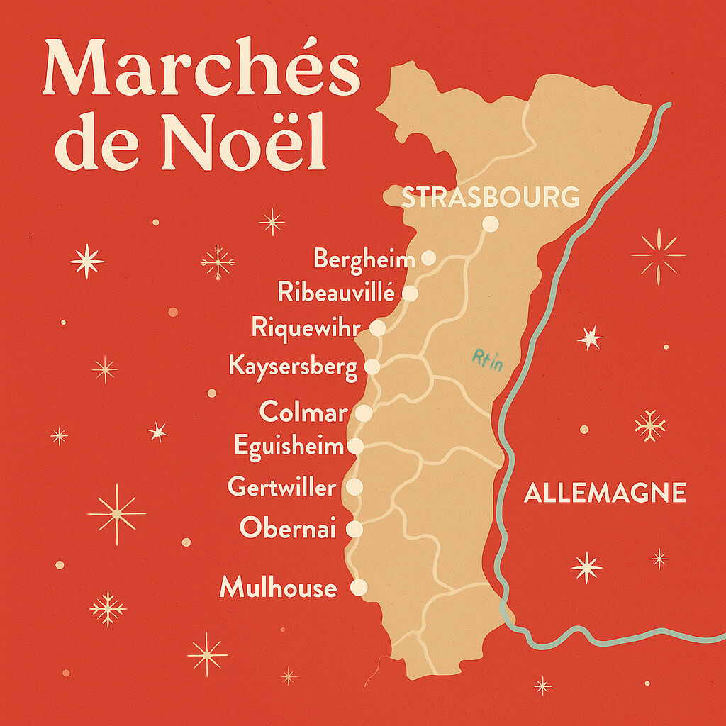 Viaggi organizzati ESITUR | Mappa mercatini di natale in alsazia