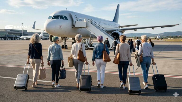 viaggio organizzato donne single in aereo over 50
