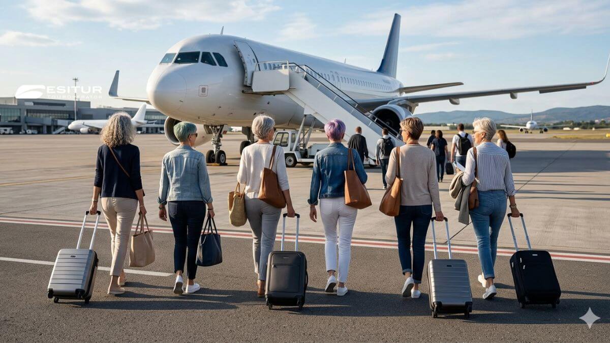 viaggio organizzato donne single in aereo over 50
